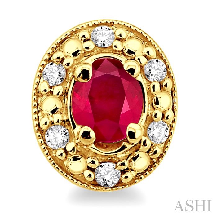Oval Shape Gemstone & Diamond Earrings-2