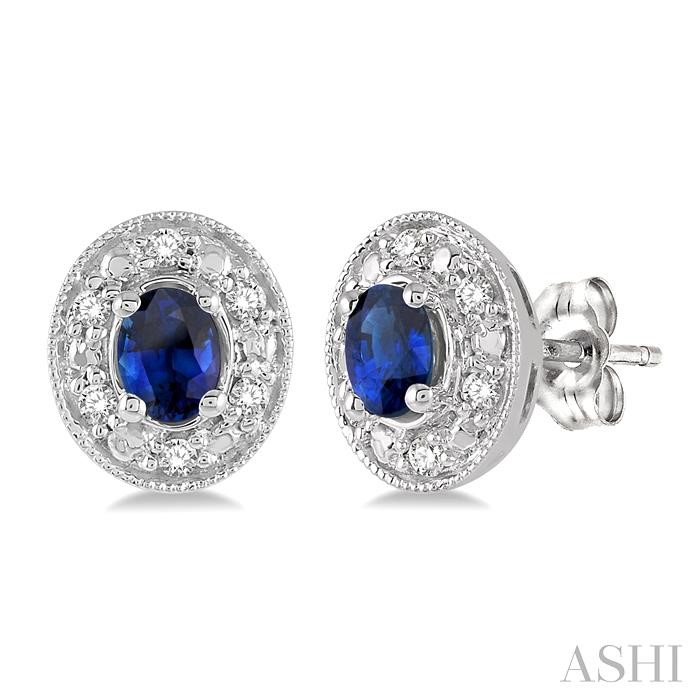 OVAL SHAPE GEMSTONE & DIAMOND EARRINGS