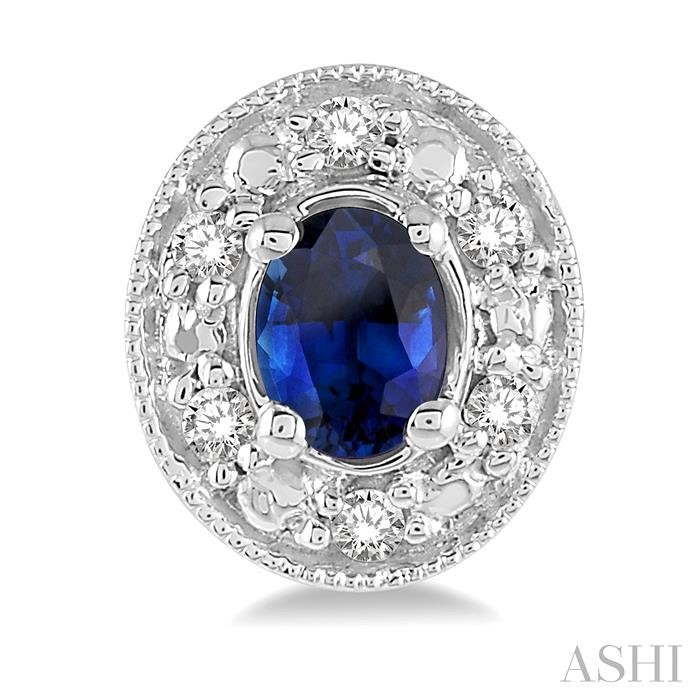 Oval Shape Gemstone & Diamond Earrings-2