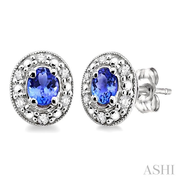 OVAL SHAPE GEMSTONE & HALO DIAMOND EARRINGS