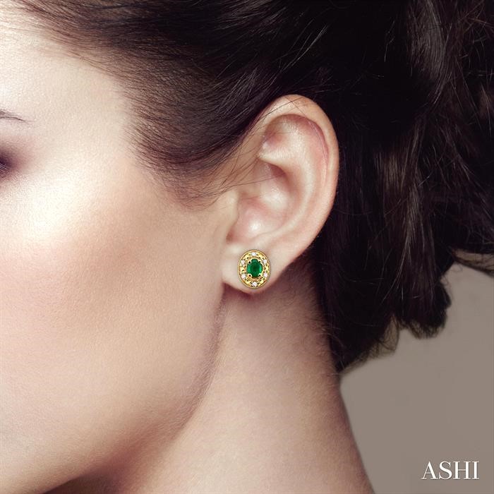Oval Shape Gemstone & Diamond Earrings-4