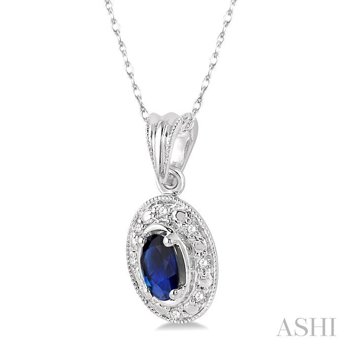 Oval Shape Gemstone & Diamond Pendant-2