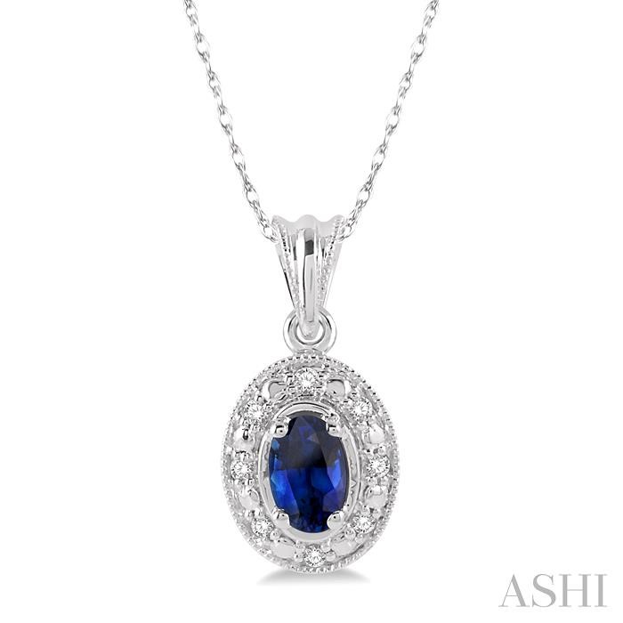 OVAL SHAPE GEMSTONE & HALO DIAMOND PENDANT