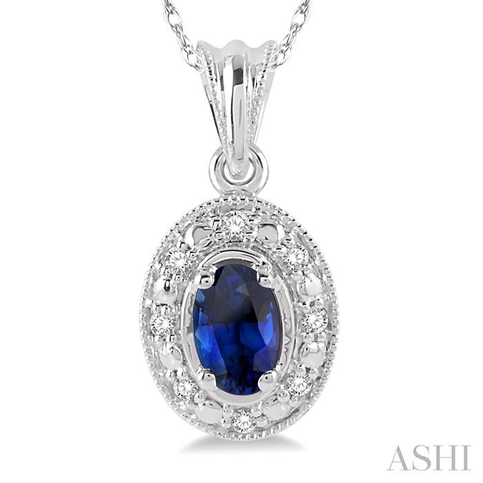 Oval Shape Gemstone & Diamond Pendant-3