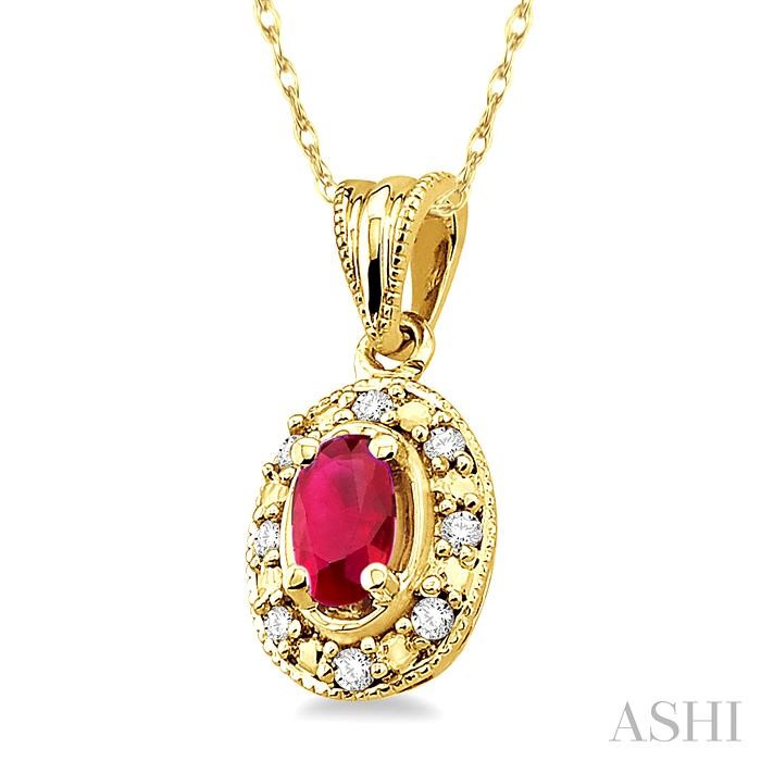 Oval Shape Gemstone & Diamond Pendant-2