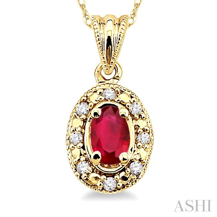 Oval Shape Gemstone & Diamond Pendant-3