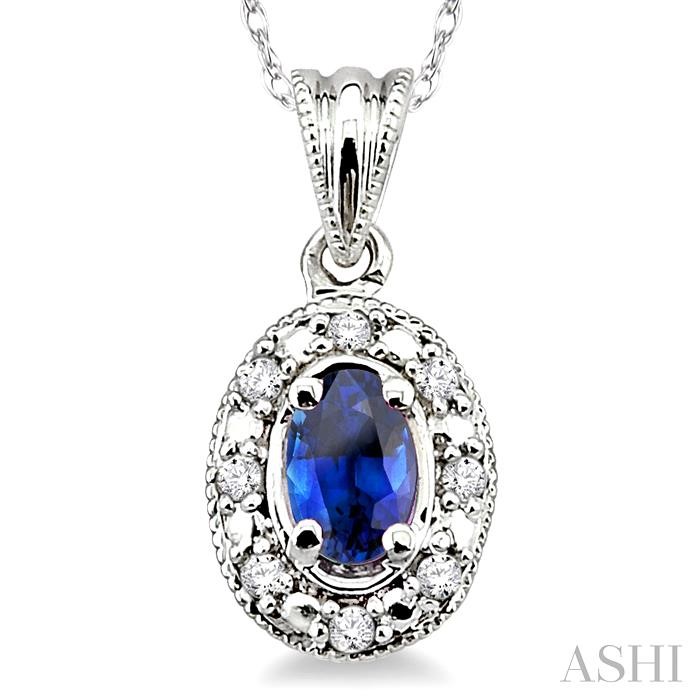 Oval Shape Gemstone & Diamond Pendant-3