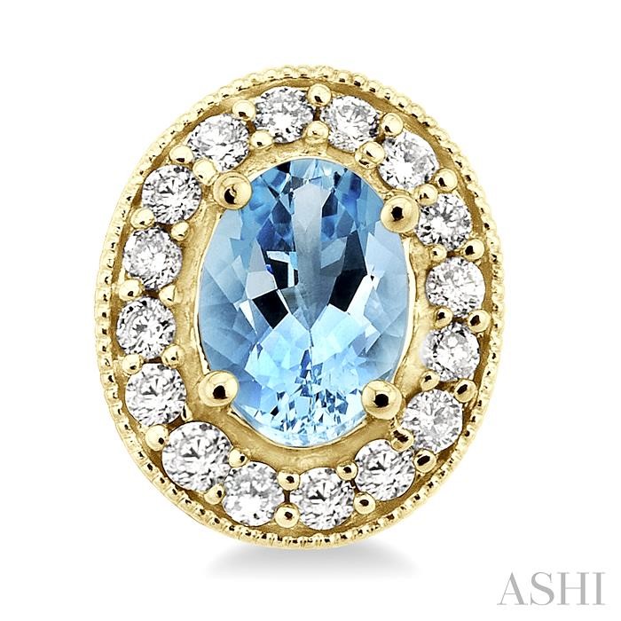Oval Shape Gemstone & Halo Diamond Earrings