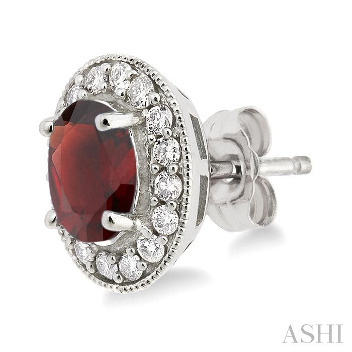 Oval Shape Gemstone & Halo Diamond Earrings-3