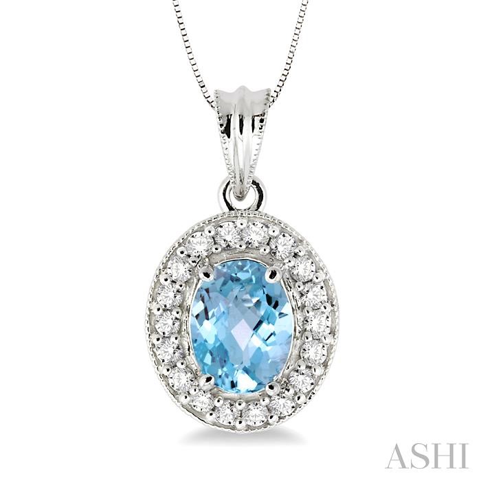 OVAL SHAPE GEMSTONE & HALO DIAMOND PENDANT