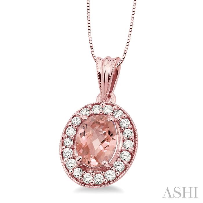 Oval Shape Gemstone & Halo Diamond Pendant-2