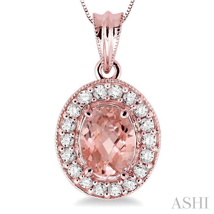 Oval Shape Gemstone & Halo Diamond Pendant-3