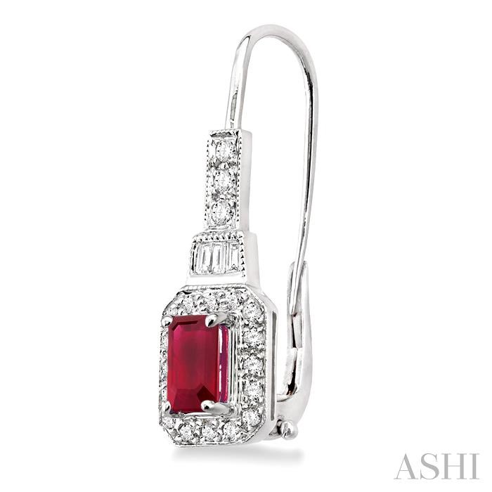 Emerald Shape Gemstone & Halo Diamond Earrings-3