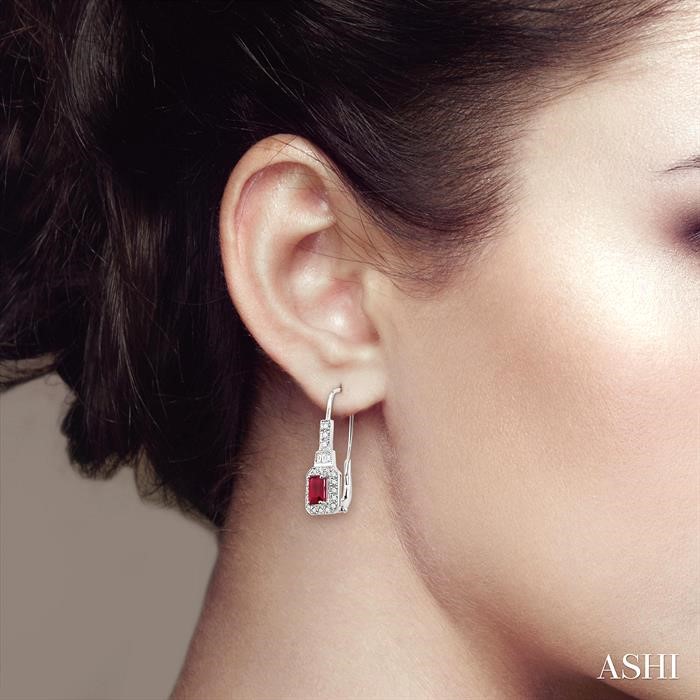 Emerald Shape Gemstone & Halo Diamond Earrings-4