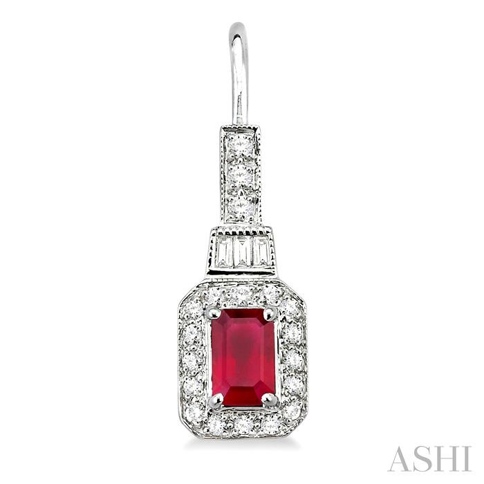 Emerald Shape Gemstone & Halo Diamond Earrings-2