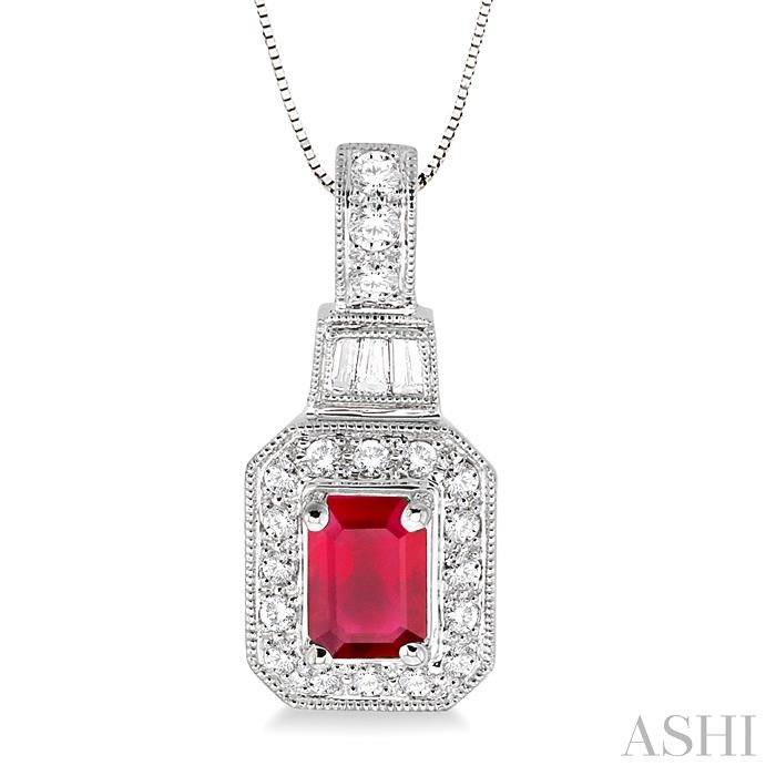 GEMSTONE & HALO DIAMOND PENDANT