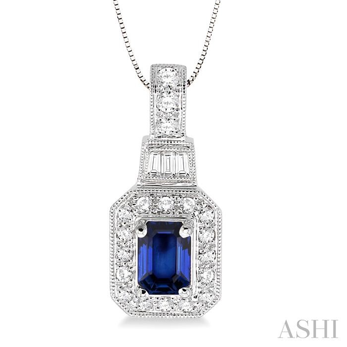 GEMSTONE & HALO DIAMOND PENDANT