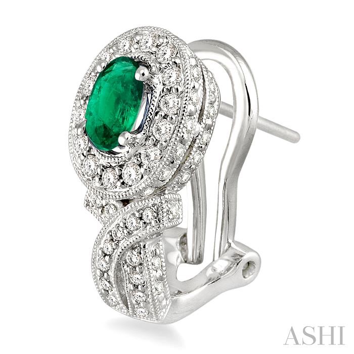 Oval Shape Gemstone & Halo Diamond Earrings-3