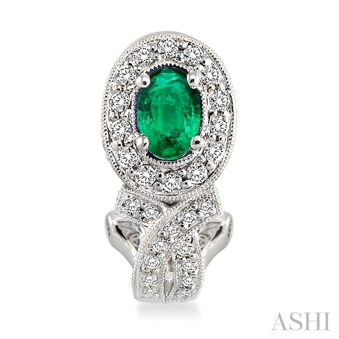Oval Shape Gemstone & Halo Diamond Earrings-2