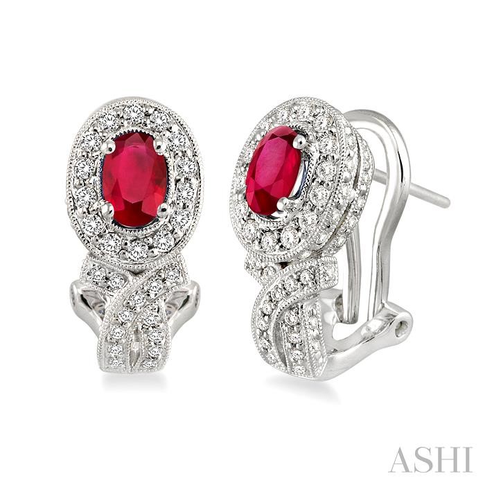 OVAL SHAPE GEMSTONE & DIAMOND EARRINGS