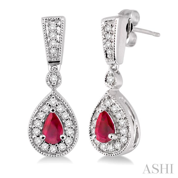 PEAR SHAPE GEMSTONE & DIAMOND EARRINGS