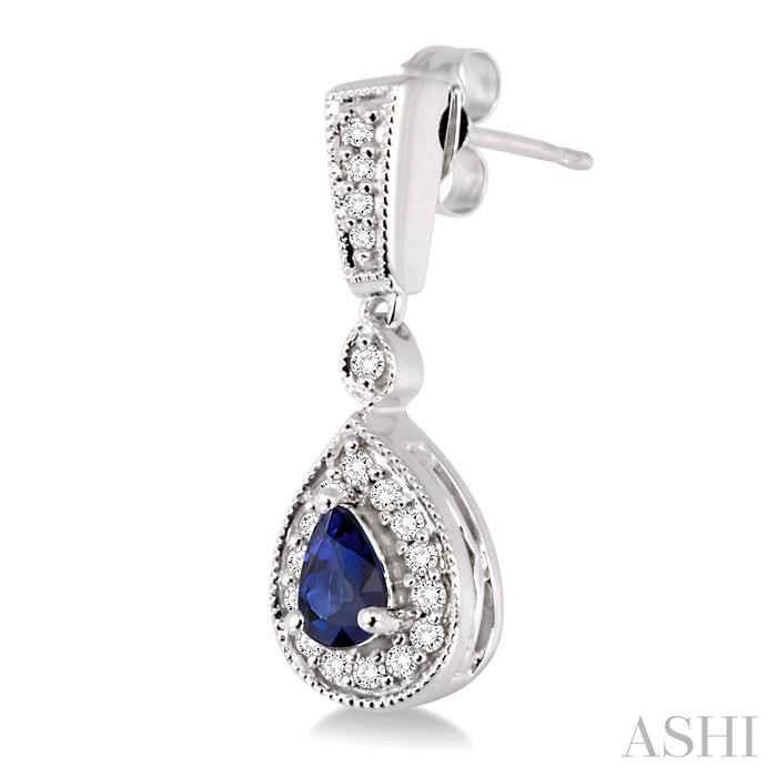 Pear Shape Gemstone & Halo Diamond Earrings-3