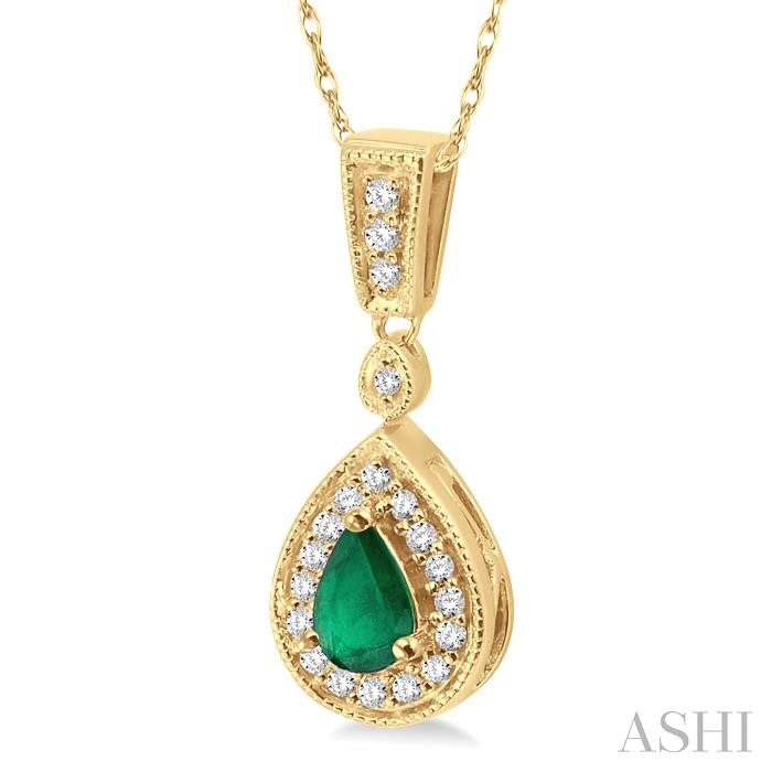 Pear Shape Gemstone & Halo Diamond Pendant-2
