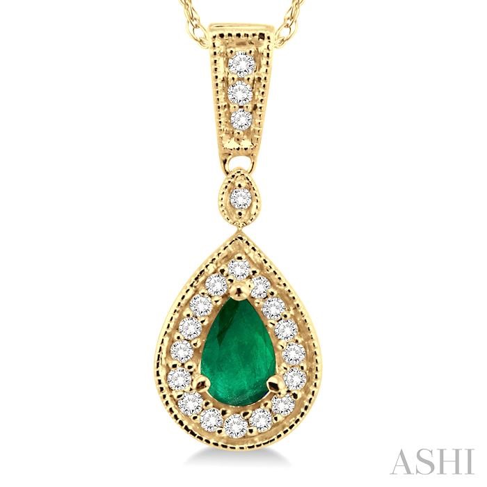 Pear Shape Gemstone & Halo Diamond Pendant-3
