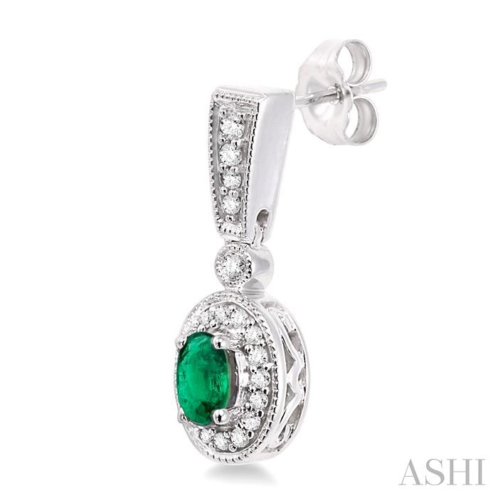 Oval Shape Gemstone & Halo Diamond Earrings-3