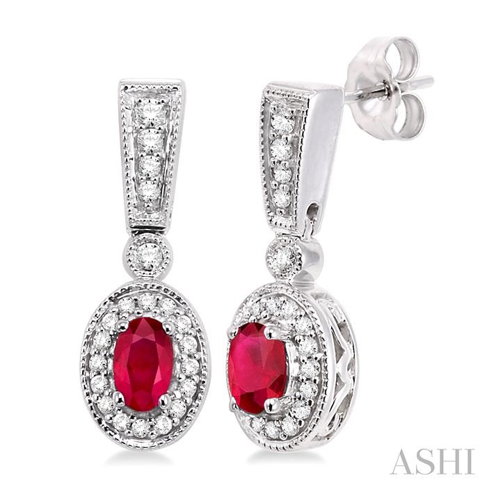 OVAL SHAPE GEMSTONE & HALO DIAMOND EARRINGS