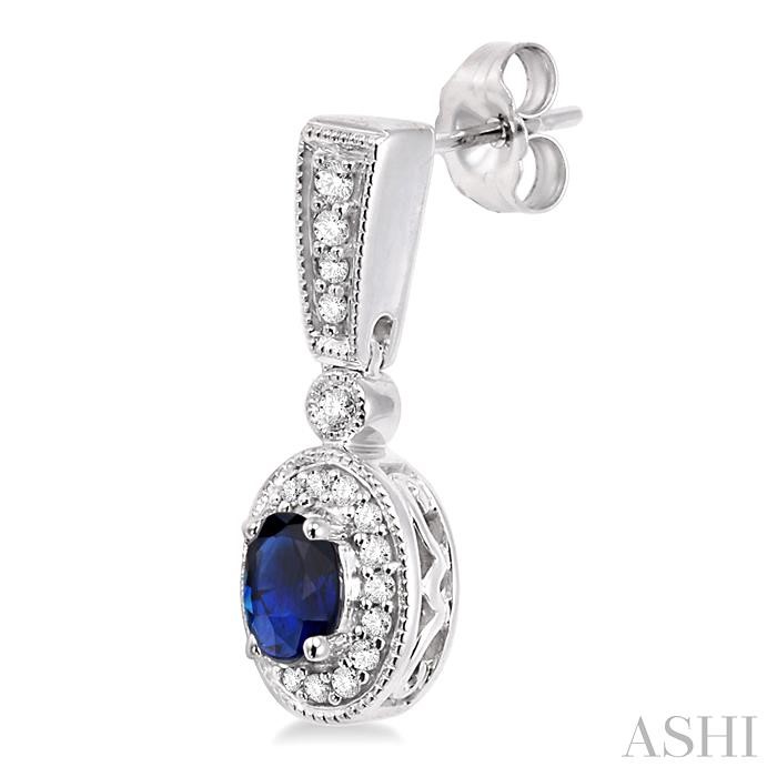 Oval Shape Gemstone & Halo Diamond Earrings-3