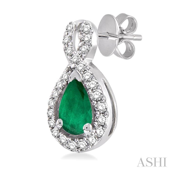 Pear Shape Gemstone & Halo Diamond Earrings-3