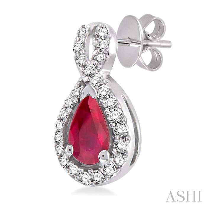 Pear Shape Gemstone & Halo Diamond Earrings-3