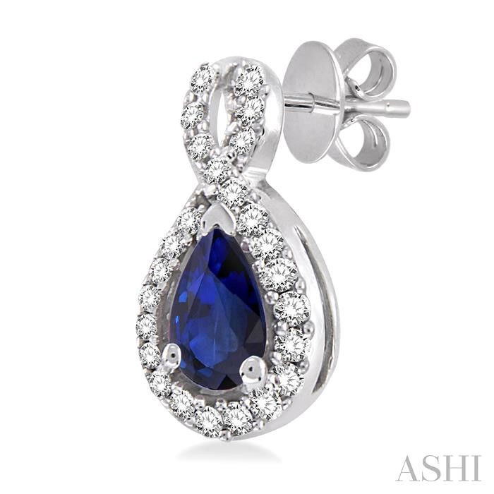 Pear Shape Gemstone & Halo Diamond Earrings-3