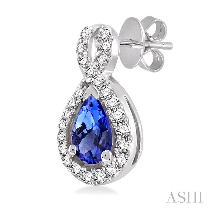 Pear Shape Gemstone & Halo Diamond Earrings-3