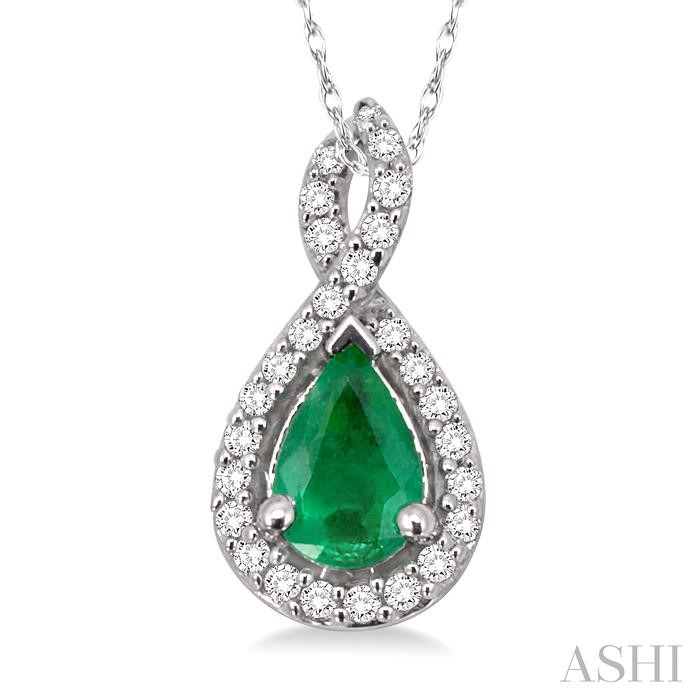 PEAR SHAPE GEMSTONE & HALO DIAMOND PENDANT