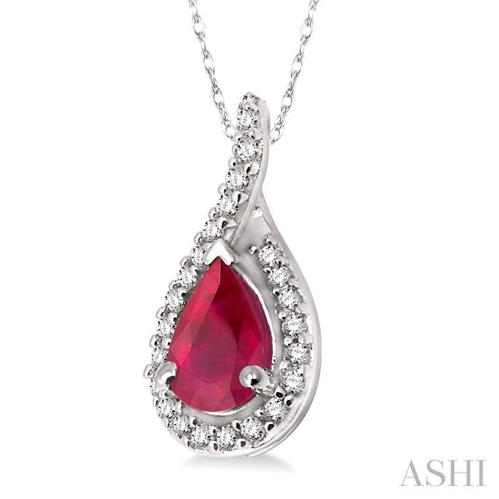 Pear Shape Gemstone & Halo Diamond Pendant-2
