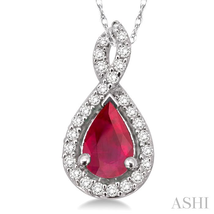 Pear Shape Gemstone & Halo Diamond Pendant-3