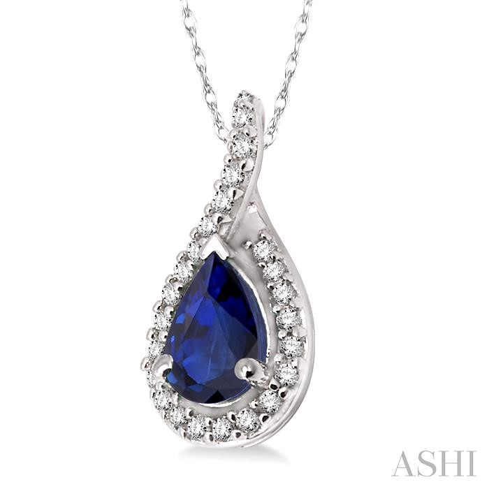 Pear Shape Gemstone & Halo Diamond Pendant-2