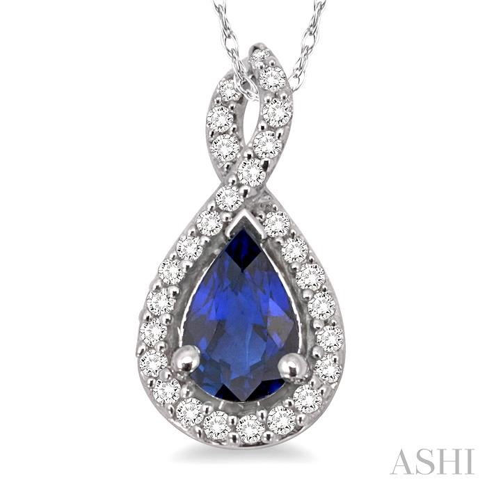 Pear Shape Gemstone & Halo Diamond Pendant-3