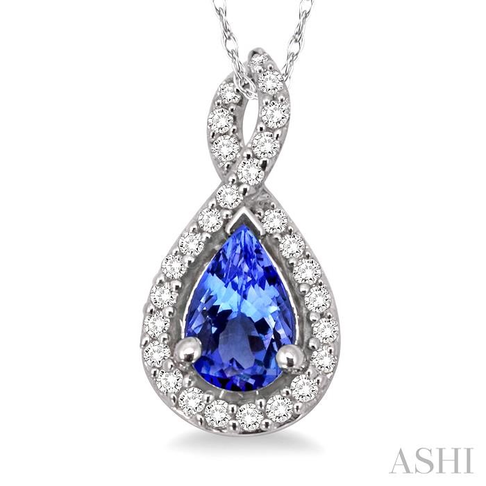 Pear Shape Gemstone & Halo Diamond Pendant-3