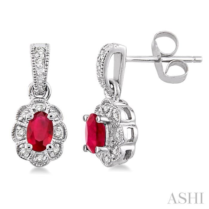 OVAL SHAPE GEMSTONE & HALO DIAMOND EARRINGS