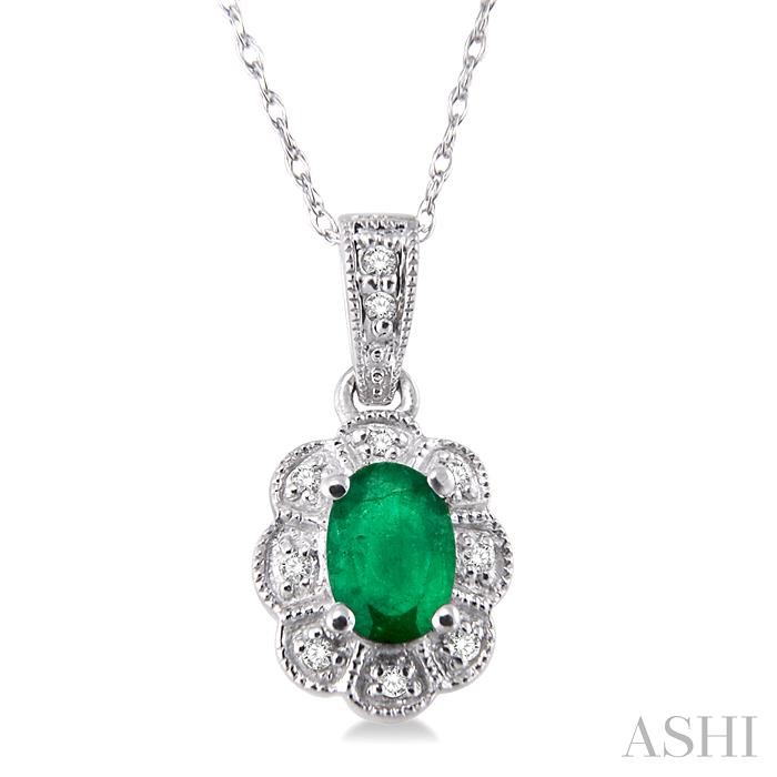 OVAL SHAPE GEMSTONE & HALO DIAMOND PENDANT