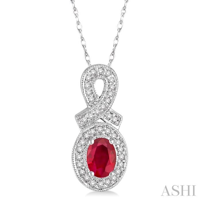 OVAL SHAPE GEMSTONE & DIAMOND PENDANT