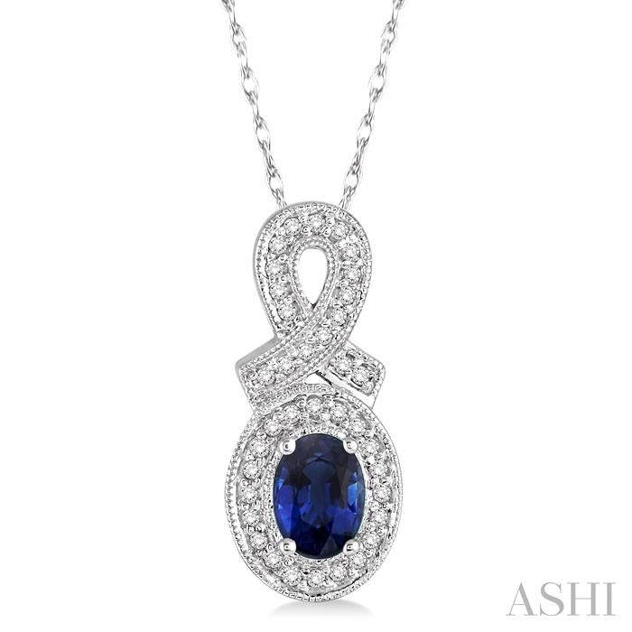 OVAL SHAPE GEMSTONE & DIAMOND PENDANT