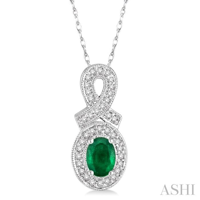 OVAL SHAPE GEMSTONE & DIAMOND PENDANT