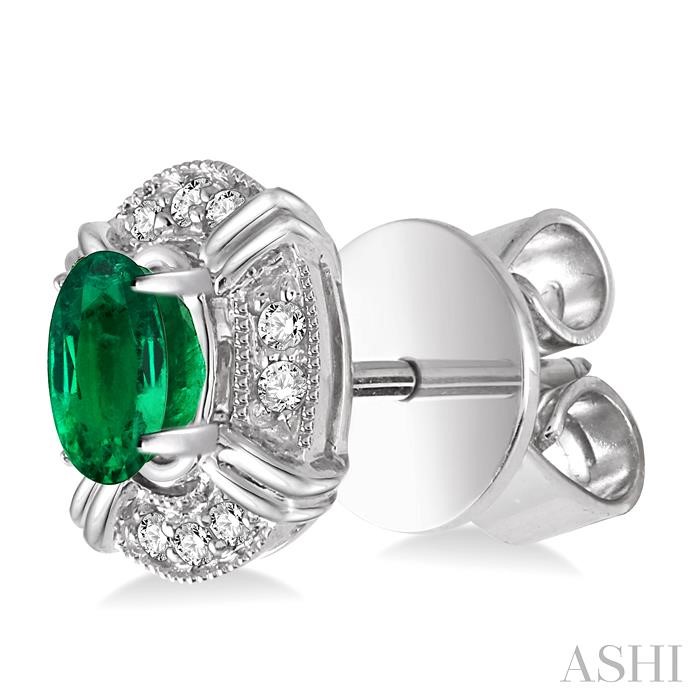 Oval Shape Gemstone & Halo Diamond Earrings-3