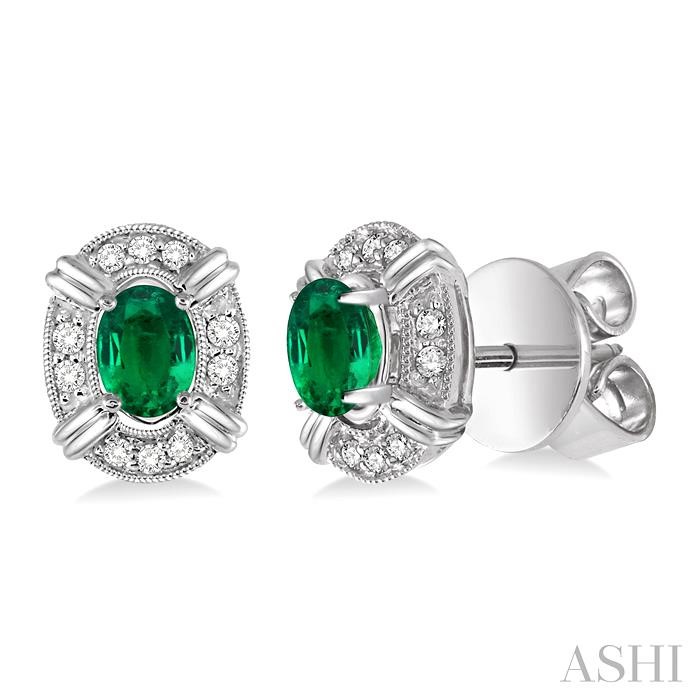 OVAL SHAPE GEMSTONE & DIAMOND EARRINGS