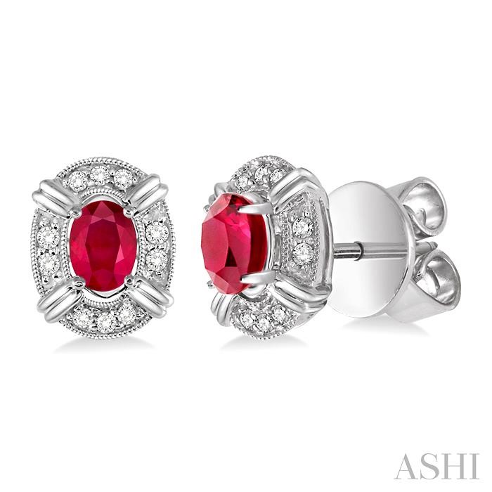 OVAL SHAPE GEMSTONE & DIAMOND EARRINGS