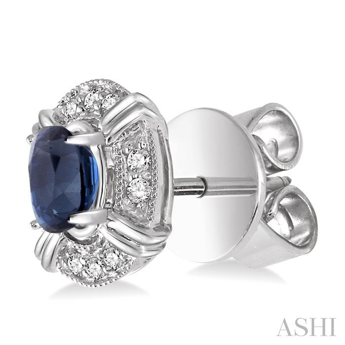 Oval Shape Gemstone & Halo Diamond Earrings-3